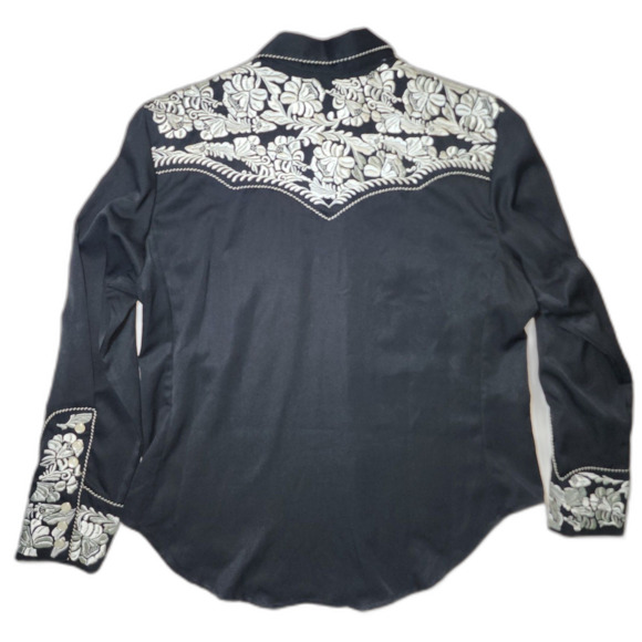 Vtg Scully Black & White Embroidered Button Up Western Shirt Size XL - Picture 2 of 14